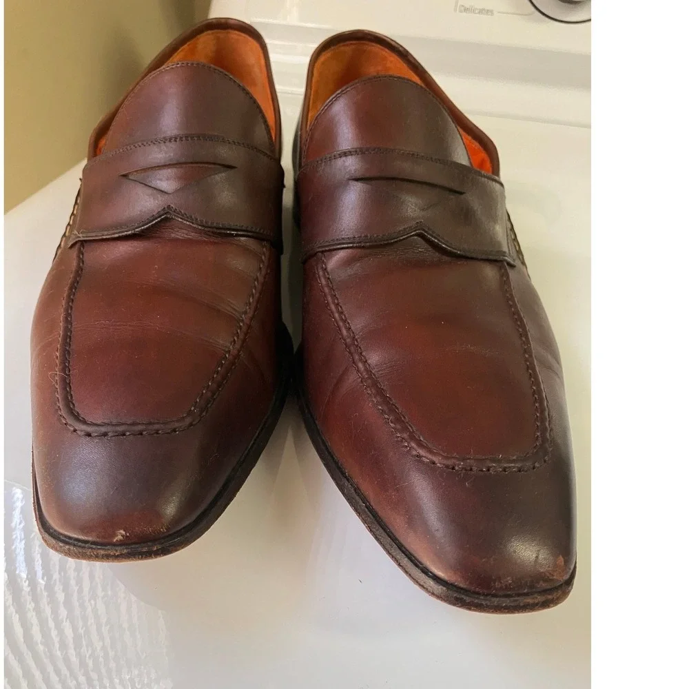 Magnanni Mens Brown Leather Penny Loafers Made in Spain Dress Shoes 9968 Size 9M
